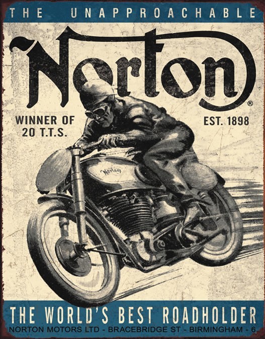 Norton　バイク　金属看板 Vintage Replica Tin Metal Sign poster Norton Motorcycle bike honda