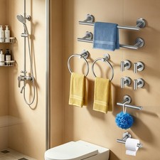 10-Piece Stainless Steel Towel Holder Bathroom Towel Rack Set Shower Towel Rail