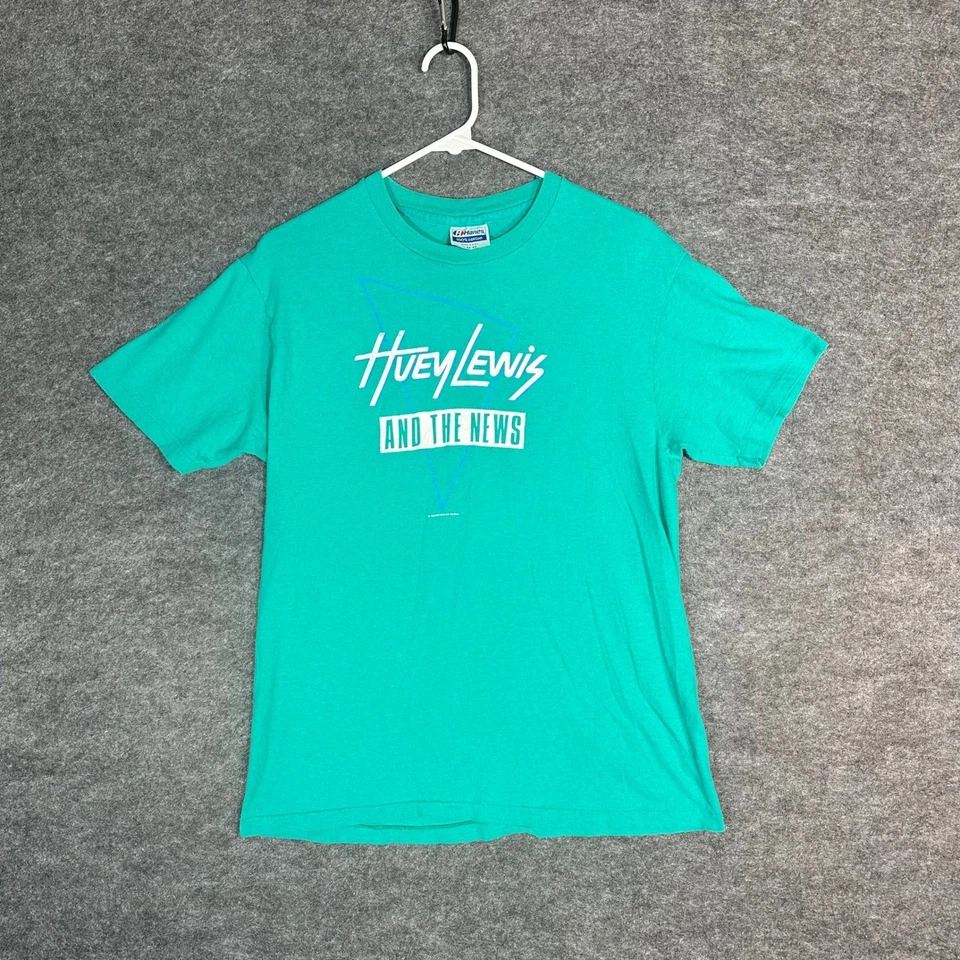 De colección Huey Lewis and The News World Tour 1987 Hombre Grande Puntada Única Foto 4 de 4