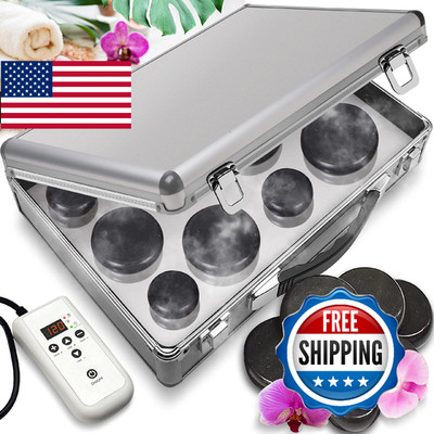 SereneLife Hot Stone Massage Kit w/ Digital Heater, Basalt Rocks, Portable Bag
