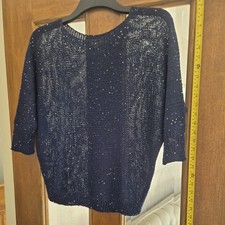Amanti Womens Blue Sparkly Sheer Effect Pullover Jumper Size S / M made in Italy