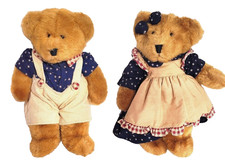Vintage Russ Berrie Amelia Franklin Bears 14" Long 1985 1986