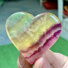 70G Natural Rainbow Fluorite Heart Carving Healing