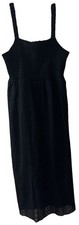 Black Spaghetti Strap Eyelet Embroid Empire Boho Dress Sz L Saltwater Luxe Maxi