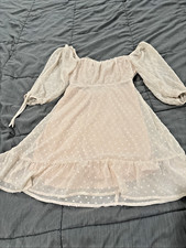 Speechless Babydoll Short Blush Pink Milkmaid Swiss Dot Coquette Dress Sz S