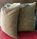 Set of 2 Outdoor Decorative Throw Pillows Floral Damask Beige/Brown 24” x 19” — photo 1
