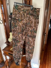 VTG Browning Wader Pants Mossy Oak Green Leaf Fleece Camo Hunting L Polarfleece