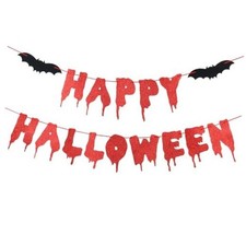 Red Happy Halloween Banner Halloween Party Banner for Haunted Houses Halloween