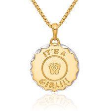 14K Solid Two Tone Gold Its Girl Necklace