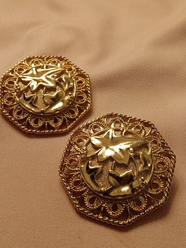 VTG RUNWAY '89 BARRERA FOR AVON GP "FALLING LEAVES" EARRINGS GEOMETRIC CLIPS EXC