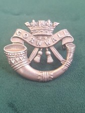 DUKE OF CORNWALL'S LIGHT INFANTRY OFFICERS SILVER OR PLATE CAP BADGE ORIGINAL