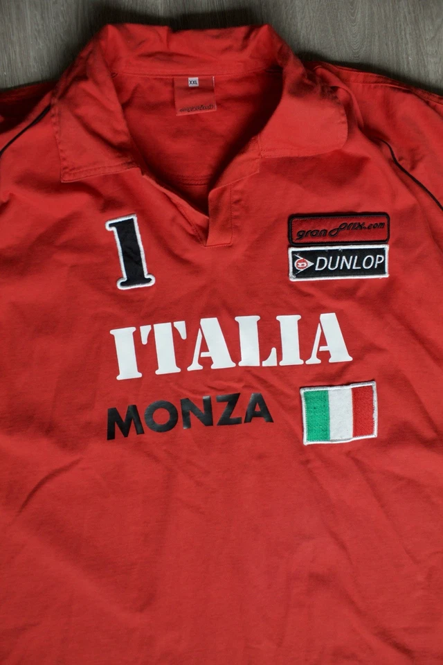 Camisa masculina Dunlop Italia tamanho XXL preta vermelha Motorsports vintage manga curta - Imagem 2 de 4