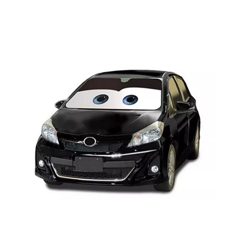 Foil Black Car Windshield Sun Visor Sunshade Cover Aluminium Cartoon Eyes - Image 4 of 4