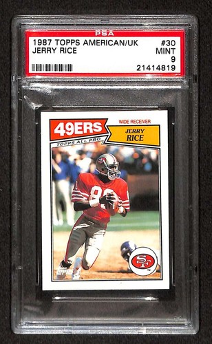1987 Topps American/UK #30 Jerry Rice HOF PSA 9 MINT C105076