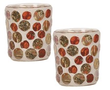 Aromatize Votive Candle Holders Set of 2: Golden Circles design