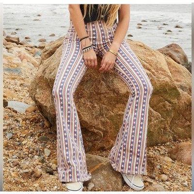 NEW Free People Penny Stars & Stripes Mid Rise Flare Pull On Jeans Size 30 $128