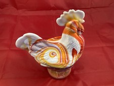 VINTAGE ROSSO 9'' STANDING ROOSTER ORANGE SLAG GLASS CANDY DISH EX. CON.