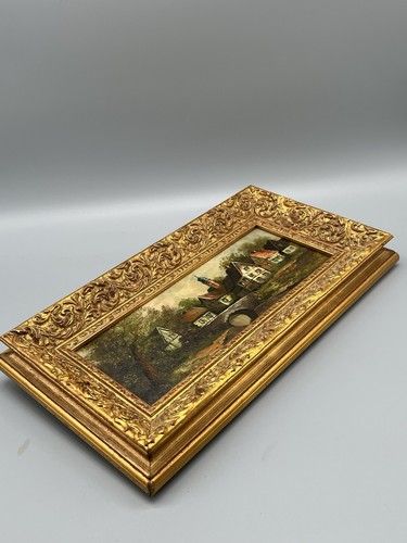 Ölgemälde auf Holzplatte - Idyllische Dorflandschaft mit Fachwerkhäusern 🖼️ P. - Bild 12 von 16