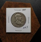 1951-P Silver Benjamin Franklin Half Dollar Coin