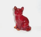 Fenton Glass Candy Apple Red Sitting Cat Figurine by West Virginia Glass
