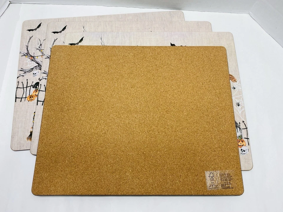 Pottery Barn Scary Squad Halloween Ghosts Hardmat Cork-Backed Placemats Set of 4 - Image 3 of 4