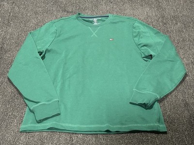 Tommy Hilfiger Sleepwear Sweatshirt Mens Small Green Crewneck Logo Long Sleeve