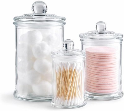 KMWARES Set Small Mini Clear Glass Premium Quality Apothecary