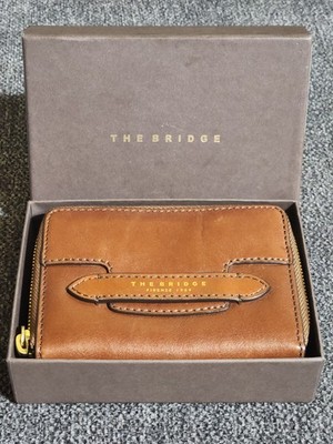 NWT In Box The Bridge Lucrezia Wallet Tanned Cowhide Leather Cognac Mahogany