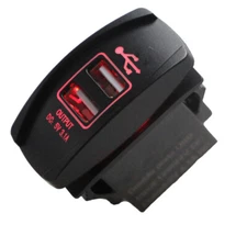 12V-24V Dual USB Power Charger Rocker Switch Panel Red LED Light For Car Boat