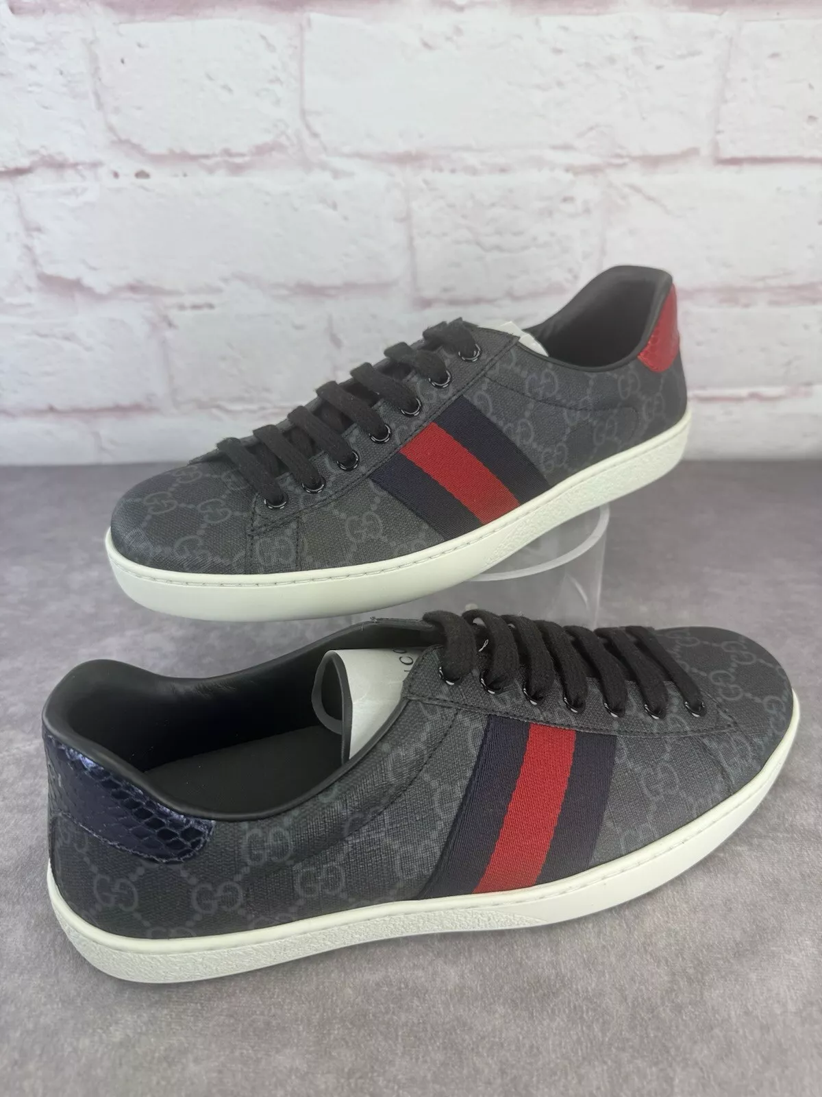 Baskets homme Gucci Ace Web Supreme Python en relief NEUVES 8,5