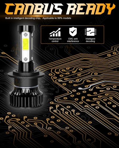 XWQHJW H7 LED Headlight Bulb Conversion Kit High Low Beam Lamp 6000K Super White - Foto 8 di 9