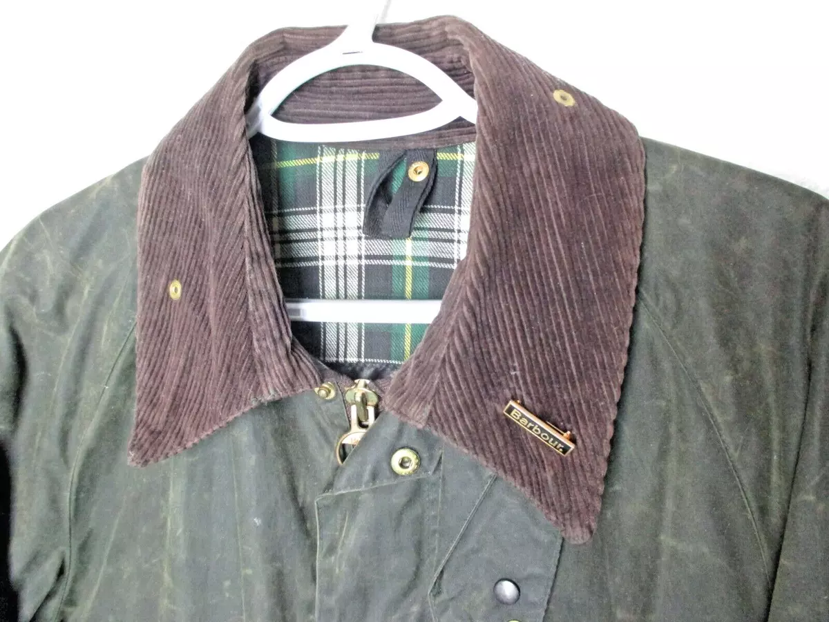 Barbour Bedale Waxed Cotton Jacket Sage Green Vintage sz 40 US England 102CM EUC