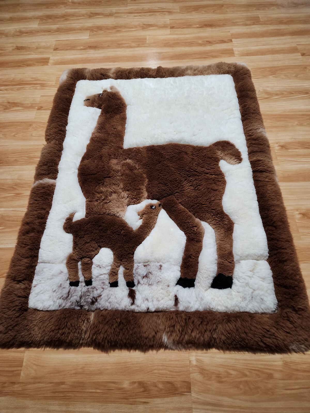 Llama Alpaca Fur Wall Hanging Rug Peru Tapestry Patchwork Hide 58