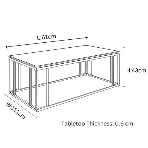 Coffee Table Linx Grey Stone Concrete Effect Top 6mm Thick Living Room Desk - Picture 5 of 8