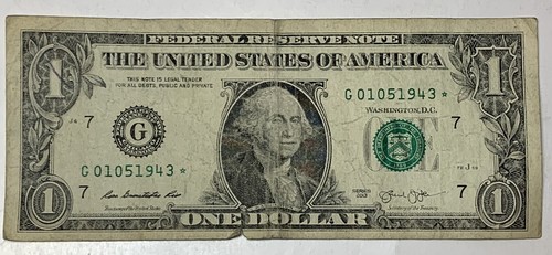 January 5, 1943: G 01051943* $1 One Dollar Bill Federal Reserve Note - Picture 2 of 6