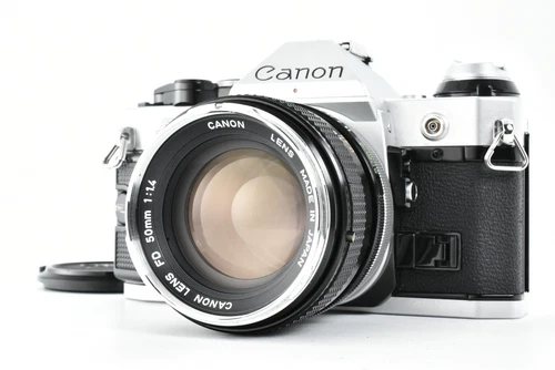 [Exc +++++] Canon AE-1 Program Silver 35mm SLR FD 50mm f1.4 Lens From JAPAN