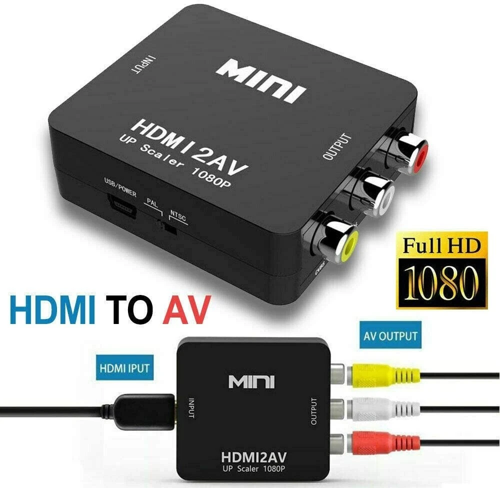  HDMI to RCA Converter, HDMI to Composite Video Audio Converter  Adapter, HDMI to AV, Supports PAL/NTSC for PS4, Xbox, Switch, TV Stick,  Blu-Ray, DVD Player, : Electronics