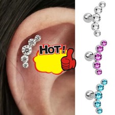 Ear Piercing Crystal Earrings Stud Gem Tragus Helix Bar Cartilage Top Upper Ear