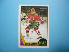 1987/88 O-PEE-CHEE NHL HOCKEY CARD #135 GREG ADAMS EX/NM AUTO AUTOGRAPH OPC