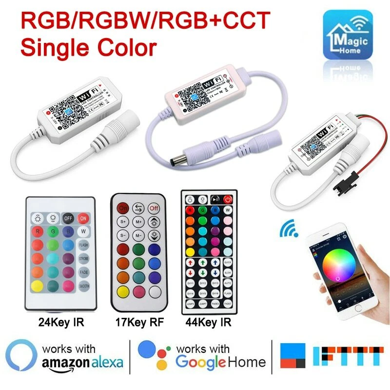 WiFi Bluetooth-compatible App Music pixel controller Dual output 5V 12V 24V  Magic Home Alexa Google For WS2812 WS2811 LED strip