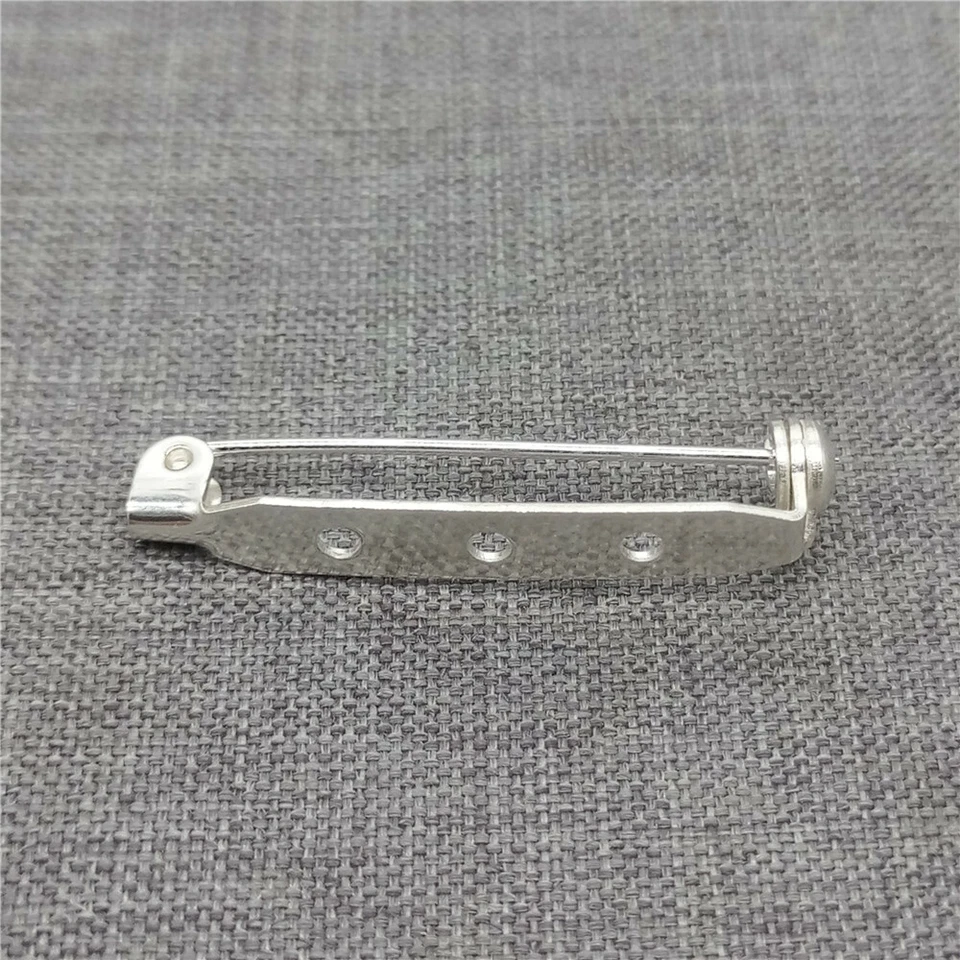 Sterling Silver Plain Brooch Pinback w/ 3 Holes Safety Pin Back Jewelry Findings - Image 4 of 4