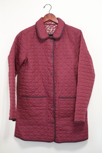 Lands End burgunderrot Blumenmuster gesteppt wendbar Scheune Hausarbeit Mantel Jacke Damen S 6 8 - Bild 18 von 24