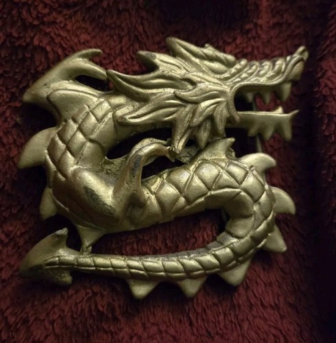 Vintage Buckles Solid Brass Chinese Dragon Belt Buckle