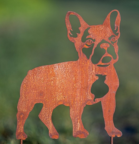 Gartenstecker Bulldogge Im Rost Design - Rostfigur Hund FüR Den Garten, Deko-image