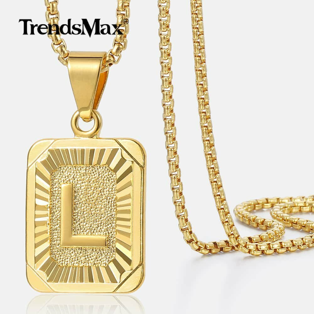 14K Gold Plated Initial Letter A-Z Pendant Necklace Choker Jewelry