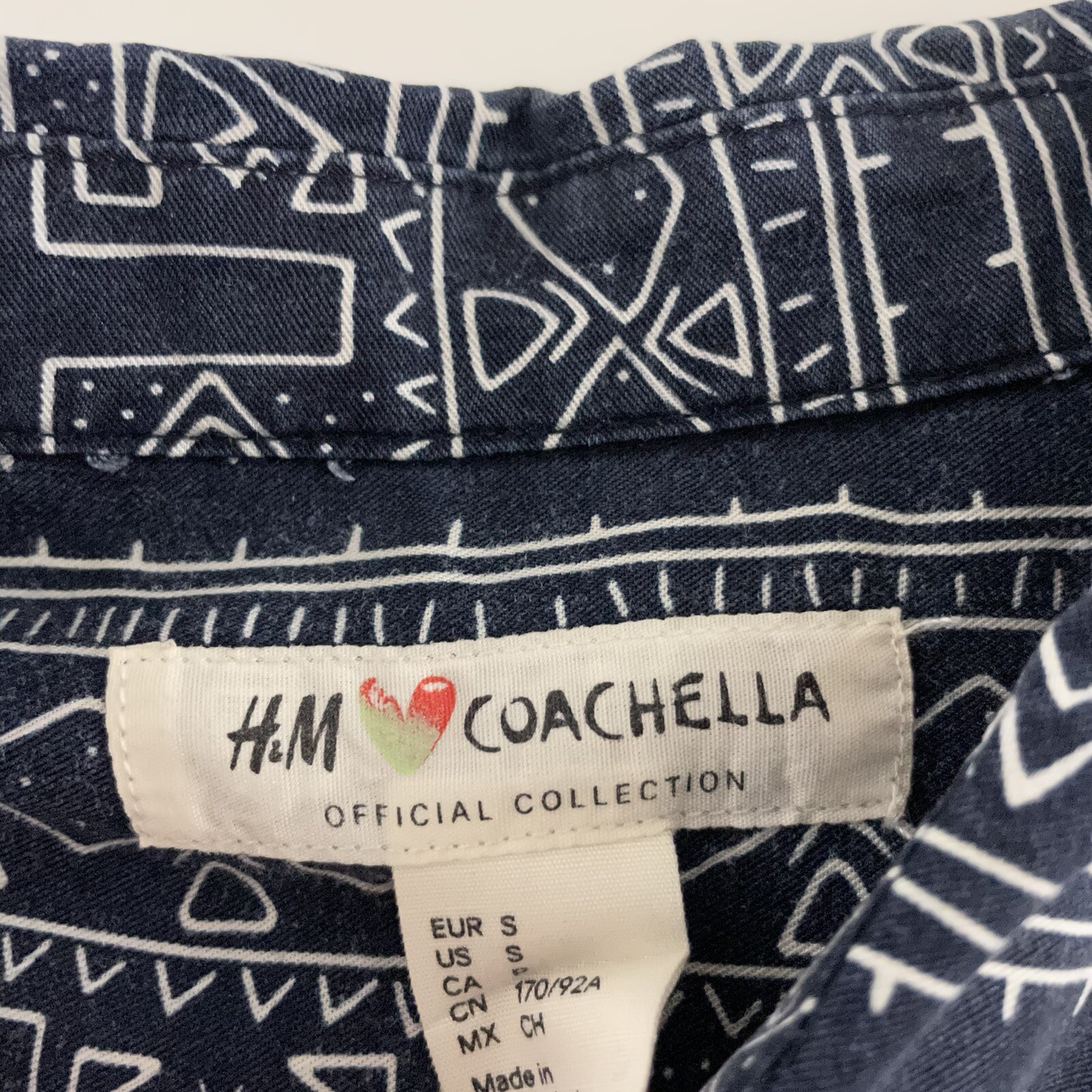 H&M Coachella Aloha Hawaiian Short Sleeve Button Front Shirt Men's S Blue White thumbnail 2