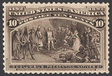 US Sc# 237 MINT RE-GUM { -VF- 10c PRESENTING NATIVES } BEAUTY COLUMBIAN OF 1893