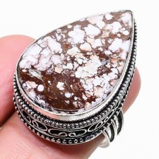Wild Horse Jasper Gemstone Handmade 925 Sterling Silver Jewelry Ring Sz 8 US 