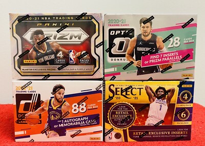 Lot of 4 NBA Blaster Boxes: 1x Donruss Optic + 1x Prizm + 1x 