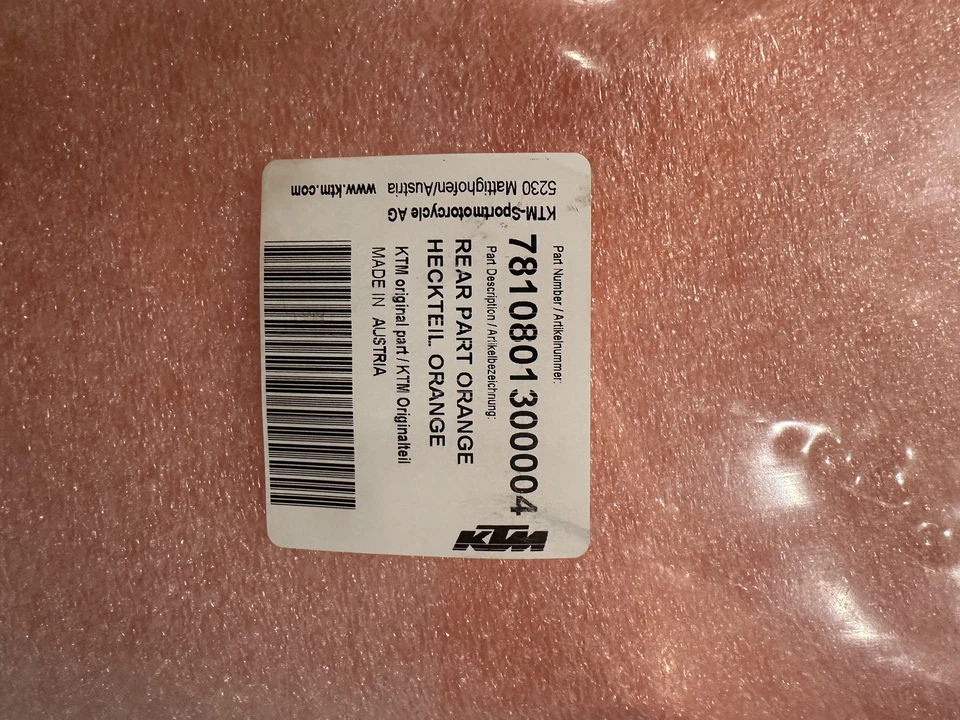 Nuevo guardabarros trasero OEM KTM # 7810801300004 / Color parte trasera naranja Foto 4 de 4